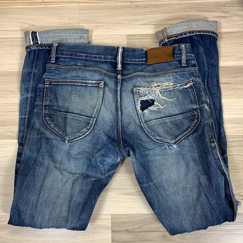 Raleigh Denim Selvedge Jeans Mens 30 Jones Handcrafted North Carolina Destroyed‎